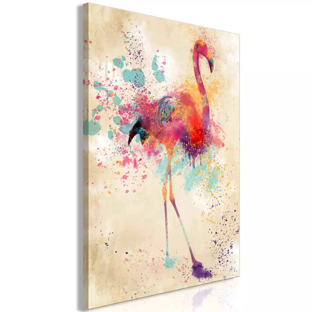 Impression sur toile Aquarelle Flamant Vertical
