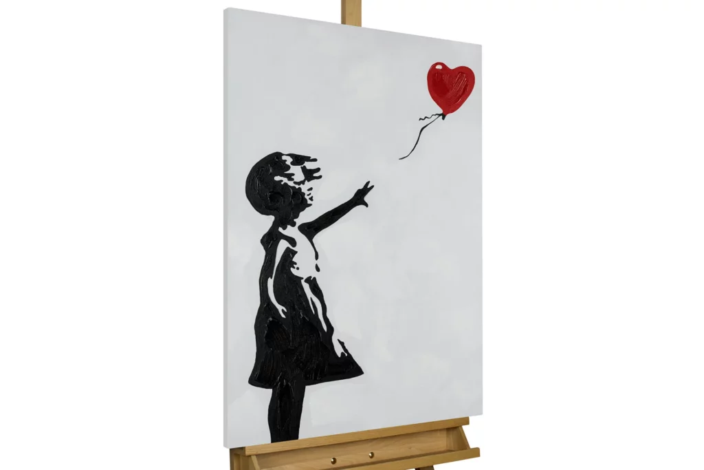 Hand painted painting Banksys Heart Balloon