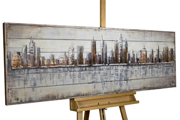 Art mural en bois Next Stop USA dans un support en bois