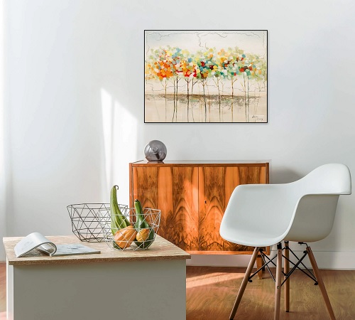 acrylschilderij bossige reflectie