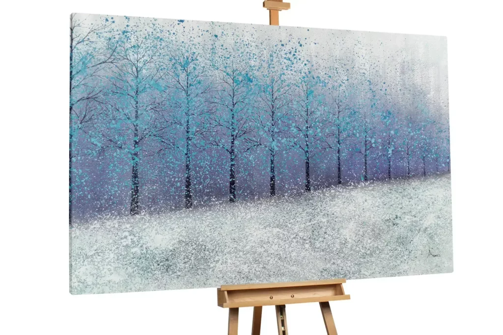 peintures à l'huile promenade dans la neige