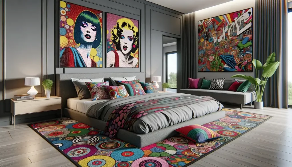 Chambre à coucher inspirée par l'art pop
