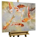 peinture-acrylique-étang-plein-de-koi