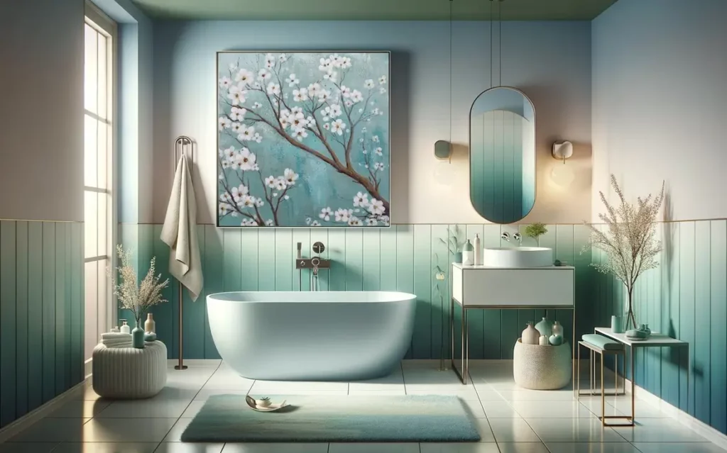 palette de couleurs printanières fraîches et rafraîchissantes dans la salle de bains