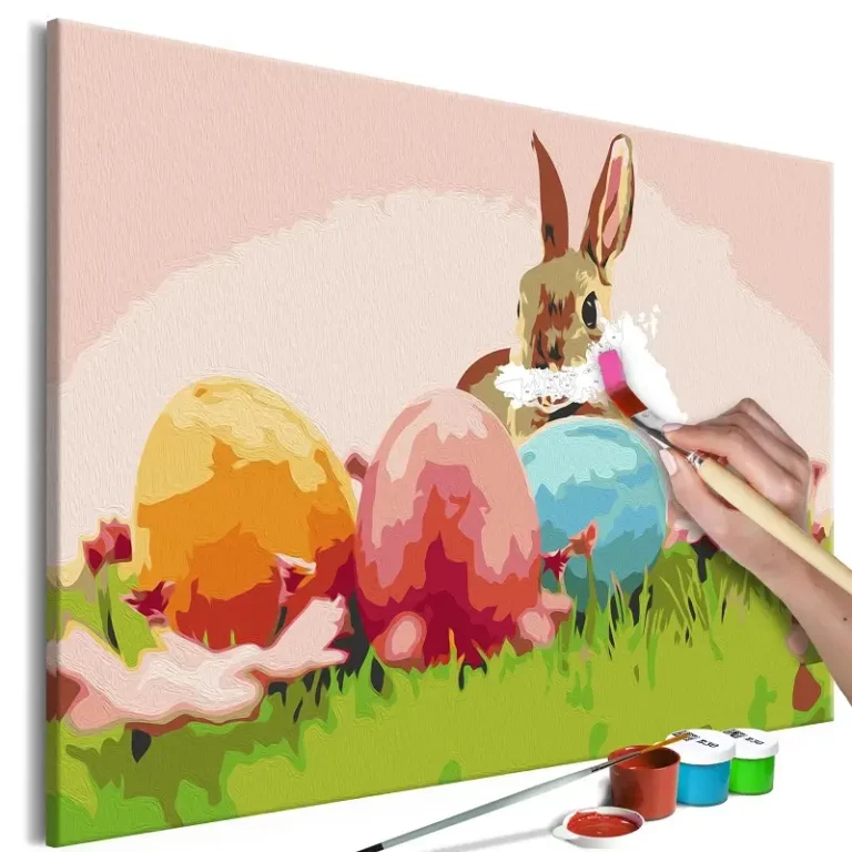 peinture par numéros-lapin de Pâques adulte