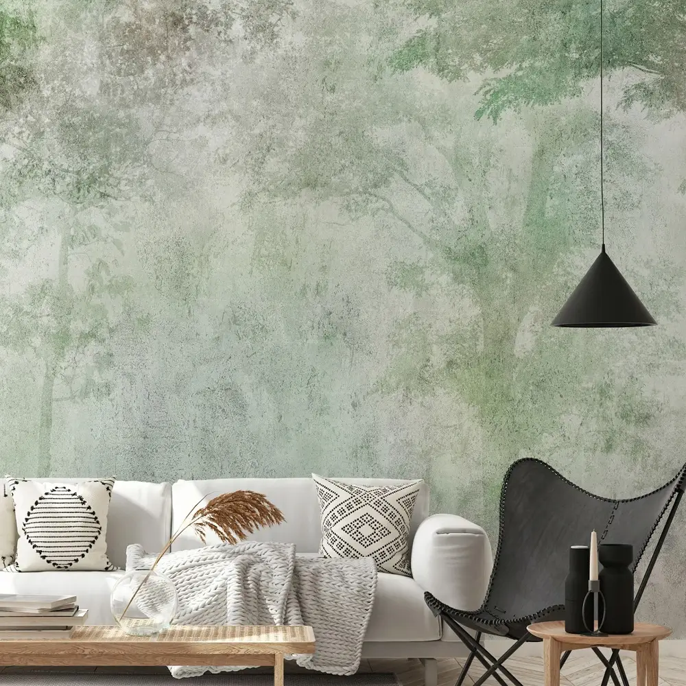 Murale de salon avec papier peint autocollant 'Relief forestier - Première variante' | Style moderne et contemporain | 98x70 cm