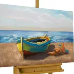 Boat beach beige blue metal paint metal wall decor wall sculpture