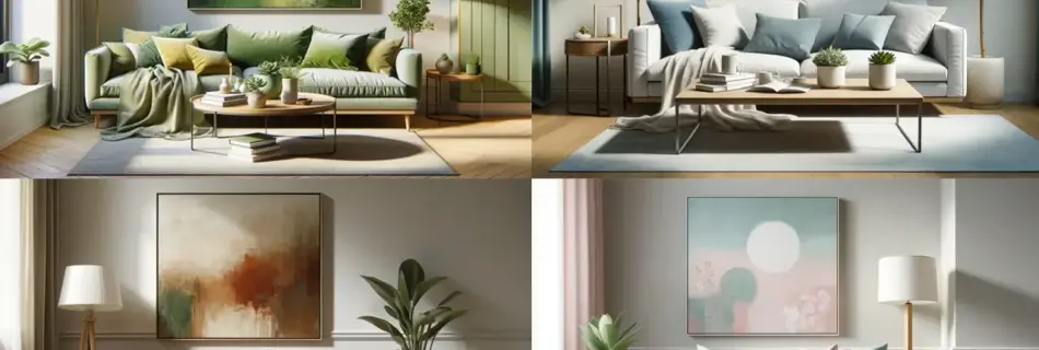 Four living spaces, each with a different combination of timeless summer colours.
