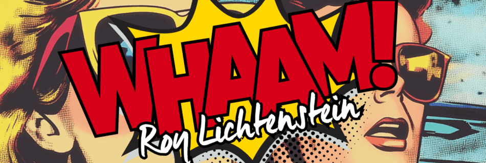 Pop art in comic style with WHAAM! -text and Roy Lichtenstein-inspired illustration