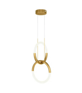 Gold pendant lamp with two light rings – luxurious interior lighting