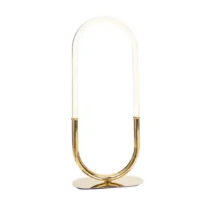 Gold table lamp with oval glass – elegant modern table lighting