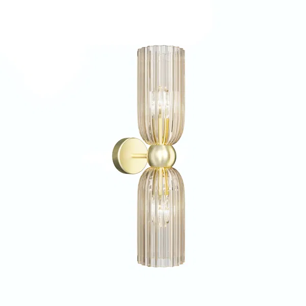 Cylindrical glass wall lamp with gold details – luxurious home lighting